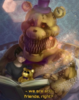 Solve FNAF - CC, Fredbear plush & Nightmare Fredbear jigsaw puzzle online  with 48 pieces