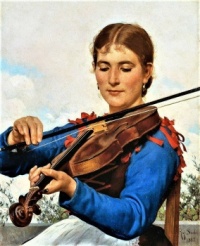 Girl playing a violin (1882)