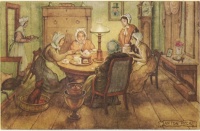 The ladies are enjoying a cup of tea and a good gossip!