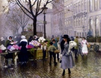 The Flower Market ~  Paul Gustave Fischer (Danish, 1860-1934)