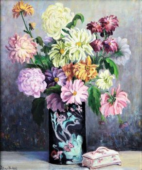 Floral Still Life with Asters, Chrysanthemums and Peonies