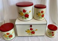 1952 Vintage GSW Canisters and Bread Box with Roses