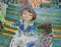 OUR FAVORITE ARTISTS DO KIDS! / Pierre Bonnard - La Petite fille au chien or Isabelle Lecomte du Noüy with Bonnard's dog at Le Cannet, c. 1929-1932. / . . .and some Walt Whitman!