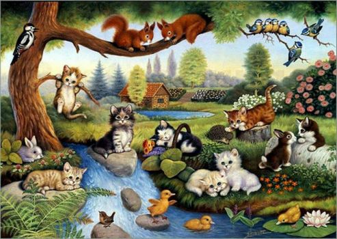 Playful Kitties and their Woodland Friends by Jurgen Sholtz