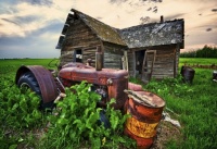 Old tractor and homestead