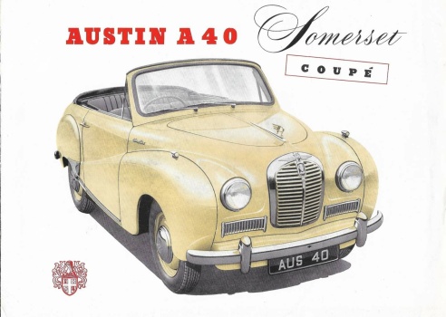 1952/3 Austin A40 Somerset coupe brochure front page.