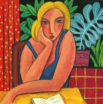 Solve Mujer leyendo jigsaw puzzle online with 49 pieces
