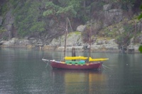 Colourful sailboat on Cortes Island, BC