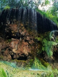 Thermal water waterfall, Toplița, Romania