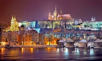 Prague Castle Lit Up at Night by Julius Silver