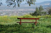 Bench with view, Mt. Hymettus, Greece