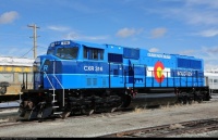 A very blue locomotive makes its debut in fresh paint under a blue sky!