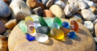 Seaham beach glass, Durham, England