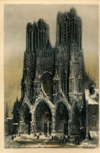 La cathédrale de Rheims sous la neige