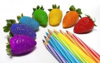 Rainbow berries and pencils