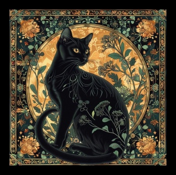 Solve Art Nouveau - Cat Tile 4 (Resize: 9 - 400 Pieces) jigsaw puzzle ...