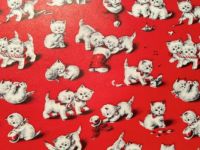 Vintage Christmas Wrap - Playful Kittens!
