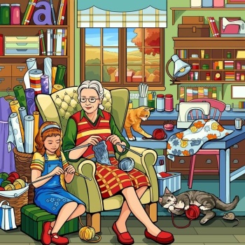 Solve Visiting Grandma jigsaw puzzle online with 64 pieces