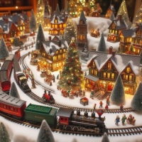 AI Christmas Village Scene
