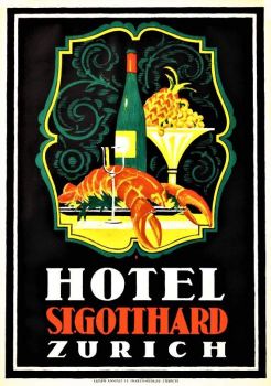 Themes Vintage Travel Poster - Hotel St. Gotthard Zürich