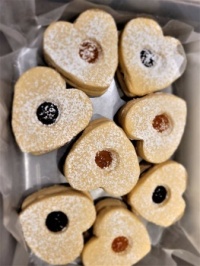 Greyson's hoomin:  homemade shortbread and jam cookies