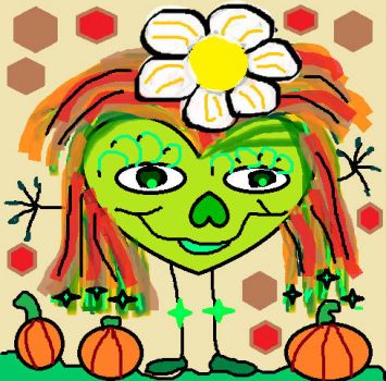 Happy Green Monster Celebrates  Thanksgiving