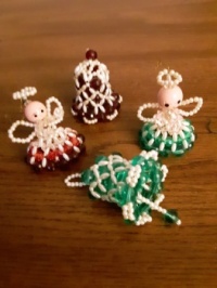 Beaded Angel And Bell Christmas Tree Ornaments