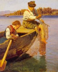 Fiskerbarn Chiemsee by Hans Gude