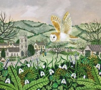 Art - Vanessa Bowman - Spring - Barn Owl & Snowdrops
