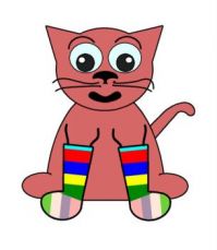 CA 0079 - Colourful rainbow socks cat