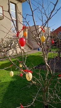 Velikonoční dekorace v zahradě / Easter decoration in the garden.