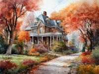 Victorian Mansion in the Fall