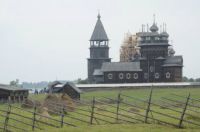 view of churches on Kizhi Island, Russia