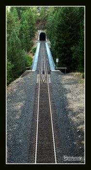 Railroad tracks and bridge