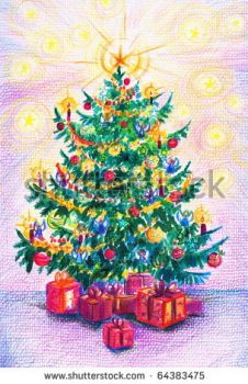 stock-photo-hand-painted-illustration-of-traditional-christmas-tree-64383475