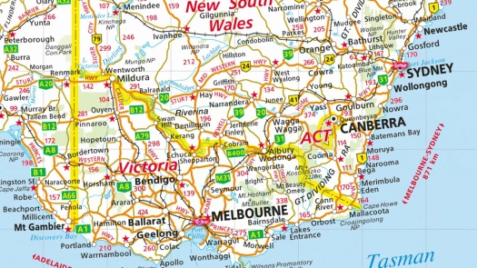 Solve Road Map of NSW, Vic & ACT. jigsaw puzzle online with 170 pieces