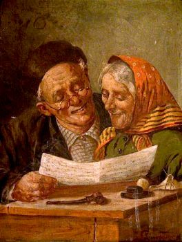 Eugenio Zampighi--Elderly Couple Reading