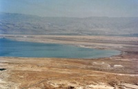 B 130 view of South end of Dead Sea from top of Masada, Fri Ap8, 1994, 1994 Israel trip