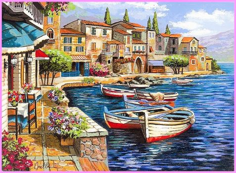 Solve Mediterranean Sea Village jigsaw puzzle online with 315 pieces