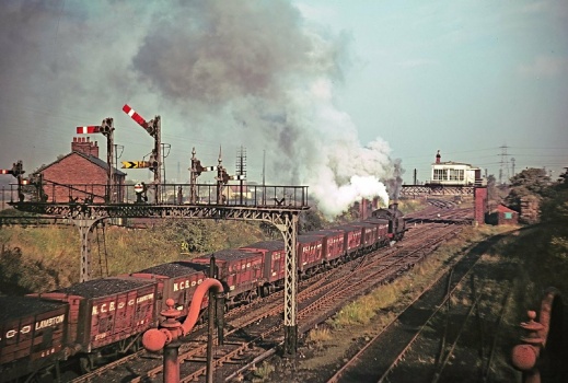 Solve Lampton Colliery 42 heads a rake of wooden coal wagons past ...