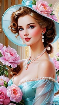 Vintage lady in blue