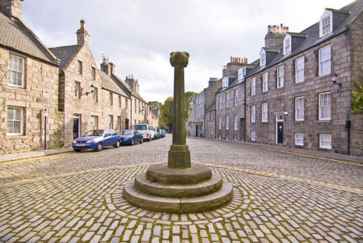 Mercat Cross and High street, Old Aberdeen, Scotland.  Photo by Alan Findlay