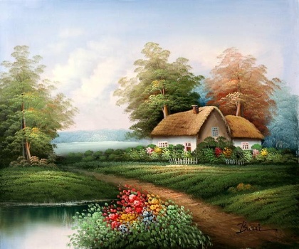 Solve English Country Cottage jigsaw puzzle online with 72 pieces