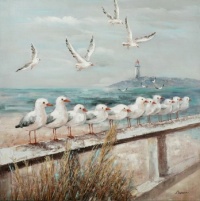 15 Seagulls and one lighthouse