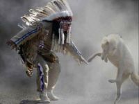 Old Indian Dancing with Wolf