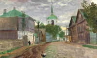 Boris Kustodiev (Russian, 1878–1927), A Street in Staraya Russia (1921)