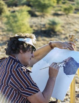 My dear Mum, also painting Dinnertime Hill, Arkaroola Wilderness Sanctuary