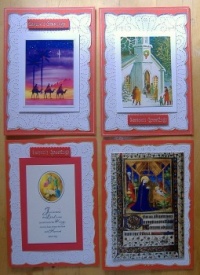 Crafts - Papercraft - Christmas Cards - Red Oblong Religious (Choose Size: 12 - 204 Pieces)
