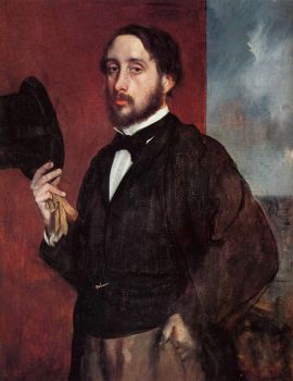 Edgar Degas—Self-portrait saluting, 1863
