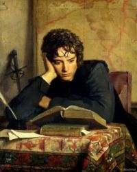 Painting Of A Young Man Studying  Original Titled, 'The Reader' By Ferdinand Heilbuth